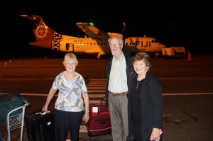 Some of the New Plymouth team members, Norma, Jim and Margaret, on arrival into Suva